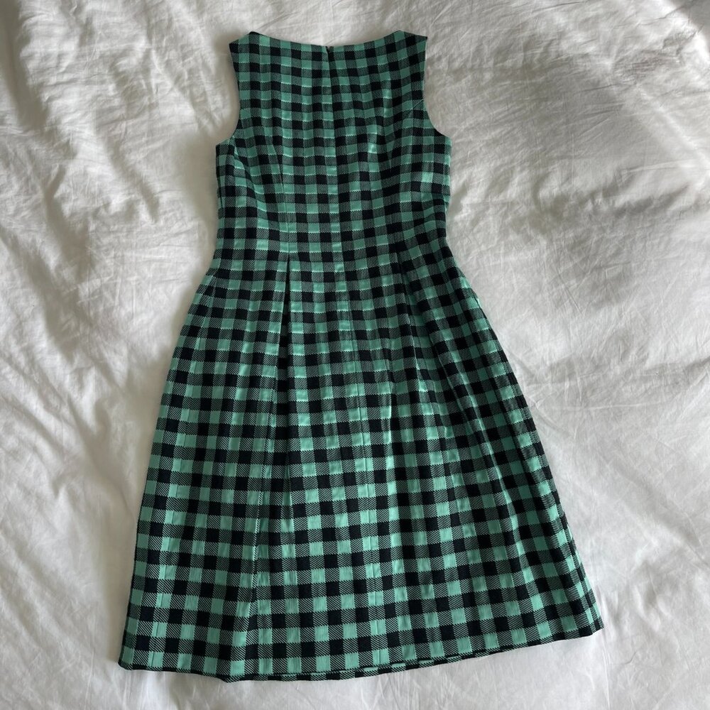 Lela Rose Sleeveless Mint Green Plaid Dress Made in USA - Picture 2 of 3